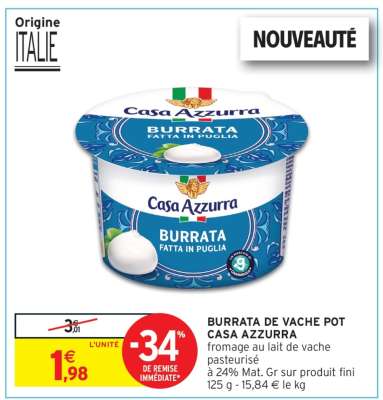 BURRATA DE VACHE POT CASA AZZURRA
