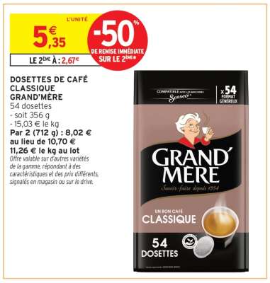 Dosettes De Café Classique Grand Mere