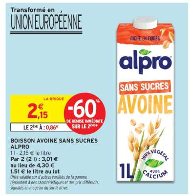 Boisson Avoine Sans Sucres Alpro