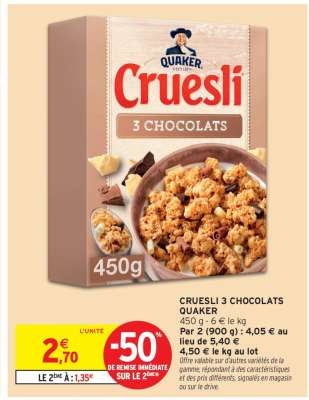 CRUESLI 3 CHOCOLATS