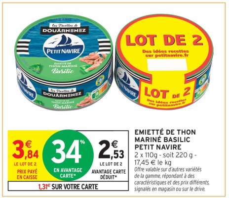 Emietté de Thon Mariné Basilic Petit Navire