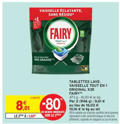 Tablettes Lave-Vaisselle Tout en 1 Original X35 Fairy