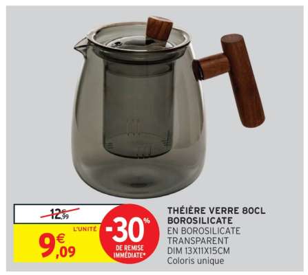THÉIÈRE VERRE 80CL BOROSILICATE