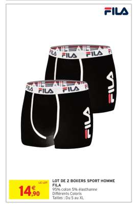 LOT DE 2 BOXERS SPORT HOMME FILA