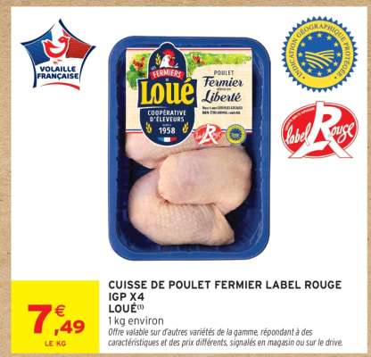 CUISSE DE POULET FERMIER LABEL ROUGE IGP X4