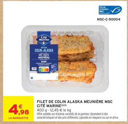 FILET DE COLIN ALASKA MEUNIÈRE MSC CITÉ MARINE