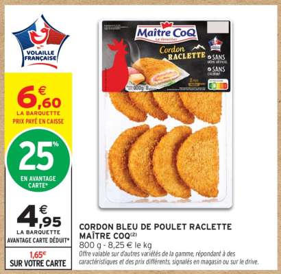CORDON BLEU DE POULET RACLETTE MAÎTRE COQ