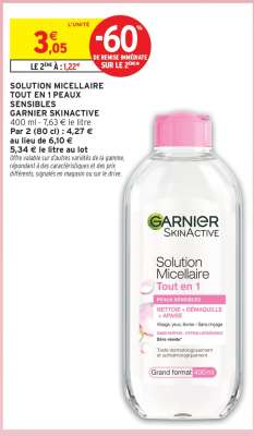 Solution Micellaire Tout en 1 Peaux Sensibles Garnier SkinActive