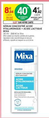 SÉRUM CONCENTRÉ ACIDE HYALURONIQUE + ACIDE LACTIQUE MIXA