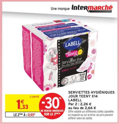 SERVIETTES HYGIÉNIQUES JOUR TEENY X14 LABEL