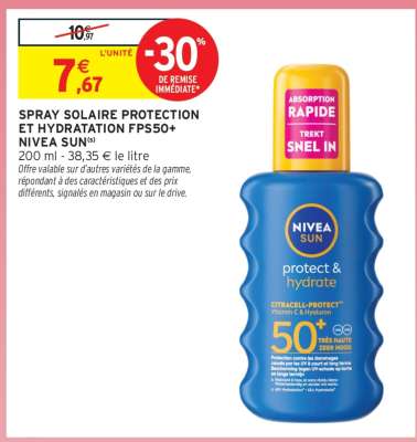 Spray Solaire Protection et Hydratation FPS50+ Nivea Sun