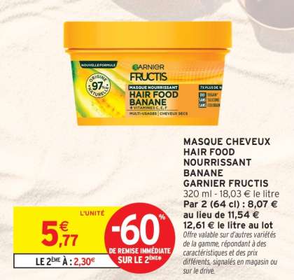 MASQUE CHEVEUX HAIR FOOD NOURRISSANT BANANE GARNIER FRUCTIS
