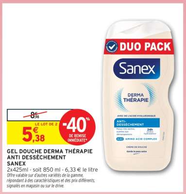 Gel Douche Derma Thérapie Anti Dessèchement Sanex
