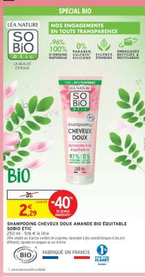 SHAMPOOING CHEVEUX DOUX AMANDE BIO ÉQUITABLE SOBIO ETIC