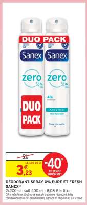 Déodorant Spray 0% Pure et Fresh Sanex