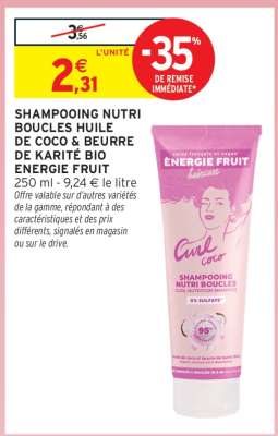 SHAMPOOING NUTRI BOUCLES HUILE DE COCO & BEURRE DE KARITÉ BIO ÉNERGIE FRUIT