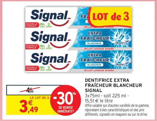 Dentifrice Extra Fraîcheur Blancheur Signal
