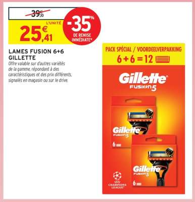 Lames Fusion 6+6 Gillette