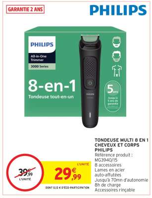 Tondeuse Multi 8 en 1 Cheveux et Corps Philips