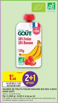 GOURDE DE FRUITS FRAISE BANANE BIO DÈS 4 MOIS GOOD GOÛT
