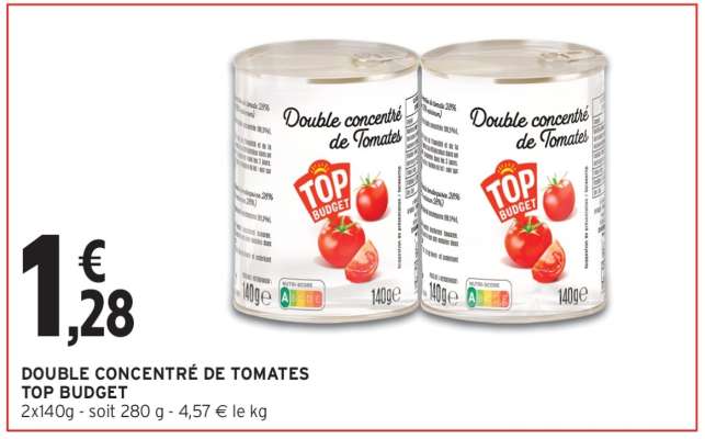 DOUBLE CONCENTRÉ DE TOMATES TOP BUDGET