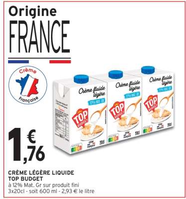 CRÈME LÉGÈRE LIQUIDE TOP BUDGET