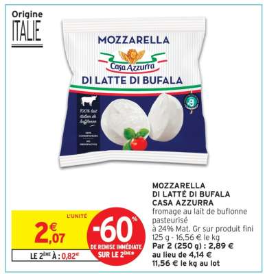MOZZARELLA DI LATTE DI BUFALA CASA AZZURRA