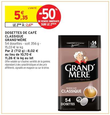 Dosettes De Café Classique Grand Mere