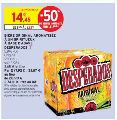 BIÈRE ORIGINAL AROMATISÉE À UN SPIRITUEUX À BASE D'AGAVE DESPERADOS