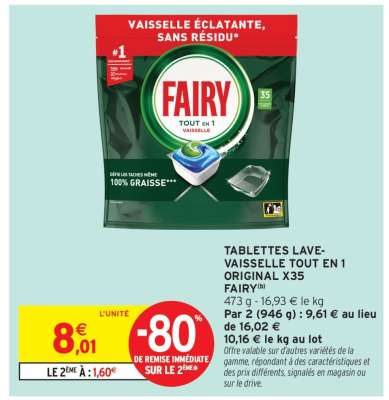 Tablettes Lave-Vaisselle Tout en 1 Original X35 Fairy