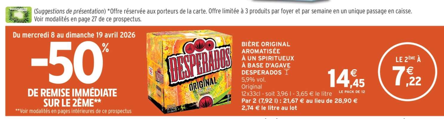 BIÈRE ORIGINAL AROMATISÉE À UN SPIRITUEUX À BASE D'AGAVE DESPERADOS