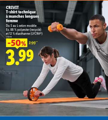 CRIVIT T-shirt technique à manches longues femme