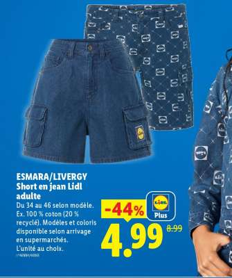 ESMARA/LIVERGY Short en jean Lidl adulte