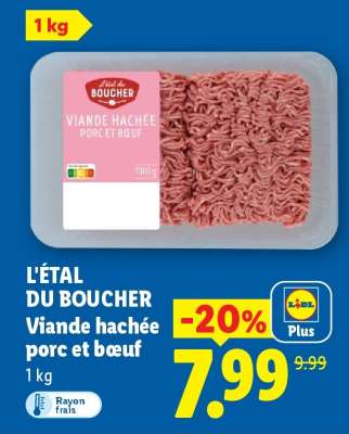 L'ÉTAL DU BOUCHER Viande hachée porc et bœuf