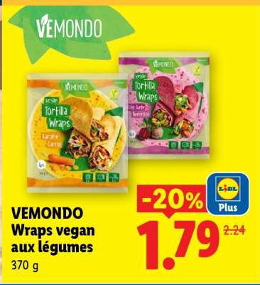 VEMONDO Wraps vegan aux légumes