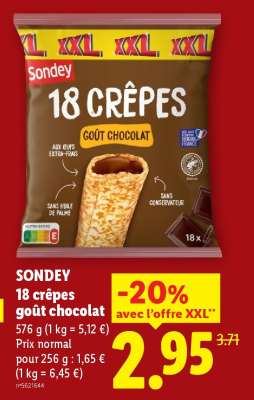 SONDEY 18 crêpes goût chocolat