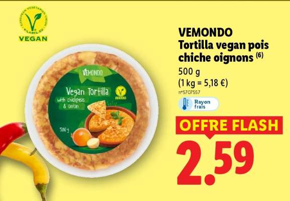 VEMONDO Tortilla vegan pois chiche oignons