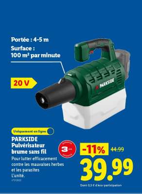PARKSIDE Pulvérisateur brume sans fil