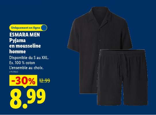 ESMARA MEN Pyjama en mousseline homme