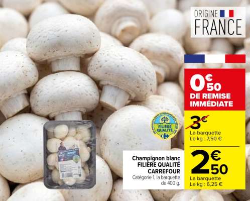 Champignon blanc FILIÈRE QUALITÉ CARREFOUR