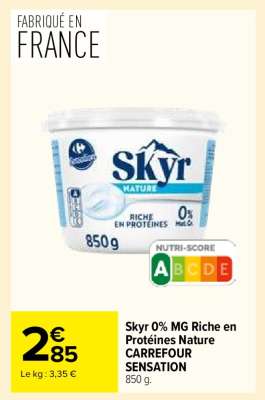 Skyr 0% MG Riche en Protéines Nature CARREFOUR SENSATION