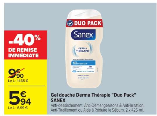 Gel douche Derma Thérapie "Duo Pack" SANEX