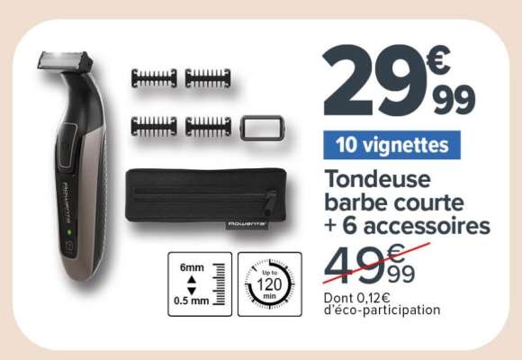 Tondeuse barbe courte + 6 accessoires