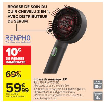 Brosse de massage LED