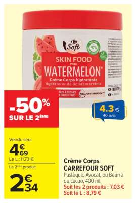 Crème Corps CARREFOUR SOFT
