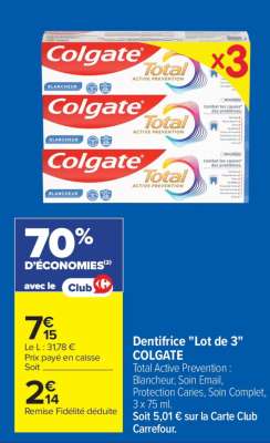 Dentifrice «Lot de 3» COLGATE