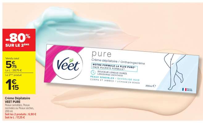 CREME DEPILATOIRE VEET PURE