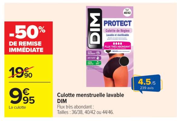Culotte menstruelle lavable DIM