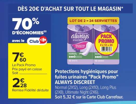 ALWAYS DISCREET Pack Promo