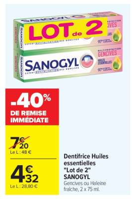 Dentifrice Huiles essentielles "Lot de 2" SANOGYL